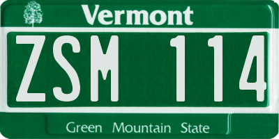 VT license plate ZSM114