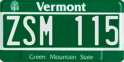 VT license plate ZSM115