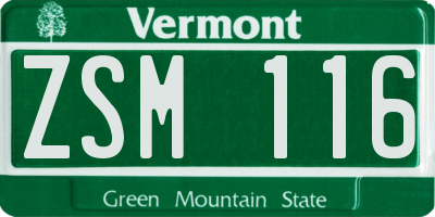 VT license plate ZSM116