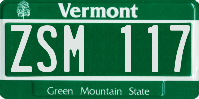 VT license plate ZSM117