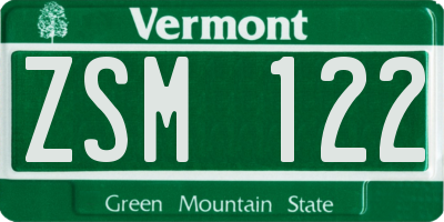VT license plate ZSM122