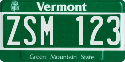 VT license plate ZSM123