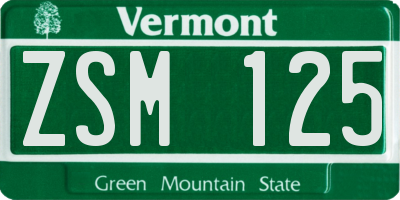 VT license plate ZSM125