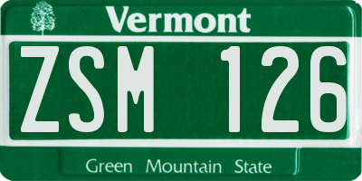 VT license plate ZSM126