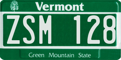 VT license plate ZSM128