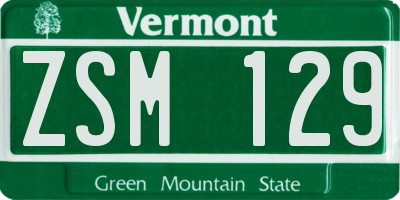 VT license plate ZSM129