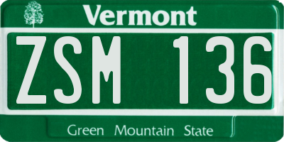 VT license plate ZSM136