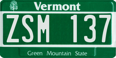 VT license plate ZSM137