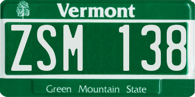 VT license plate ZSM138