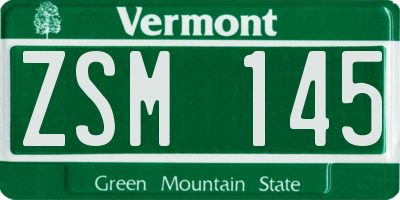 VT license plate ZSM145