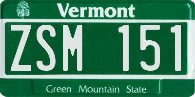 VT license plate ZSM151