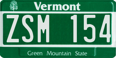 VT license plate ZSM154