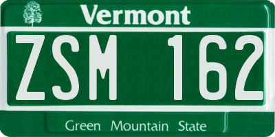 VT license plate ZSM162