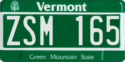VT license plate ZSM165