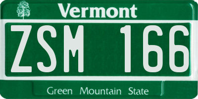 VT license plate ZSM166