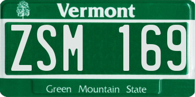 VT license plate ZSM169
