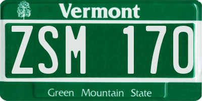 VT license plate ZSM170