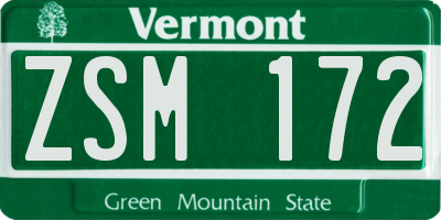 VT license plate ZSM172