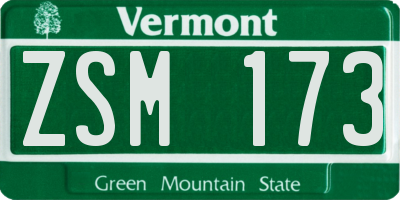 VT license plate ZSM173