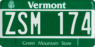 VT license plate ZSM174