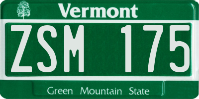 VT license plate ZSM175