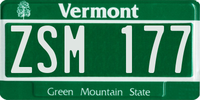 VT license plate ZSM177