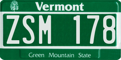 VT license plate ZSM178