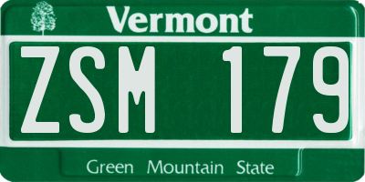 VT license plate ZSM179