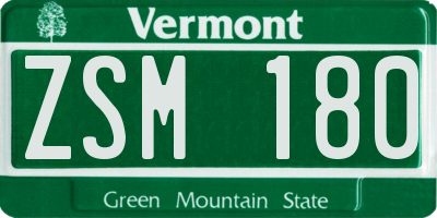 VT license plate ZSM180