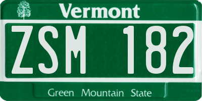 VT license plate ZSM182