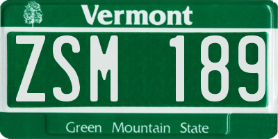 VT license plate ZSM189