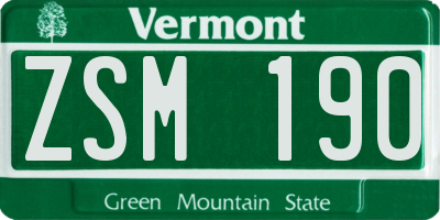 VT license plate ZSM190