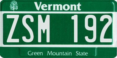 VT license plate ZSM192