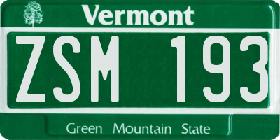 VT license plate ZSM193