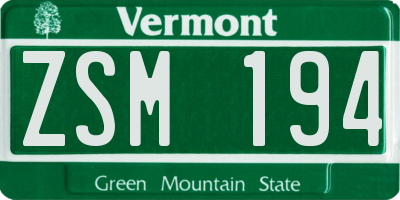 VT license plate ZSM194