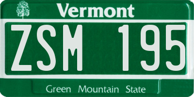 VT license plate ZSM195