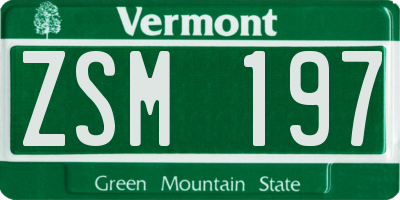VT license plate ZSM197