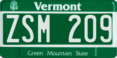 VT license plate ZSM209