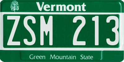 VT license plate ZSM213