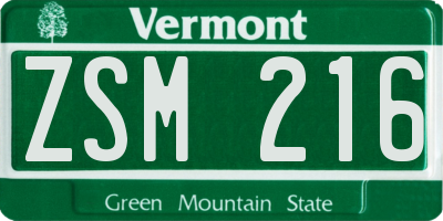 VT license plate ZSM216