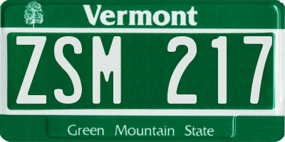 VT license plate ZSM217