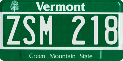 VT license plate ZSM218