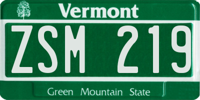 VT license plate ZSM219