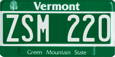VT license plate ZSM220
