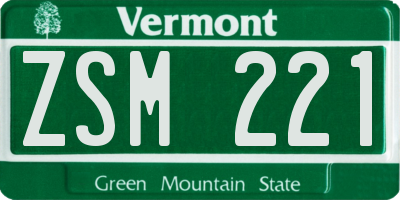 VT license plate ZSM221