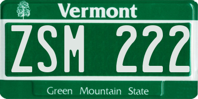 VT license plate ZSM222