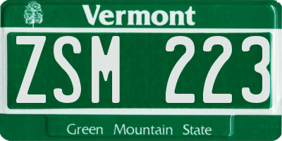 VT license plate ZSM223