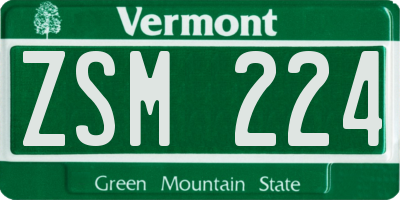 VT license plate ZSM224