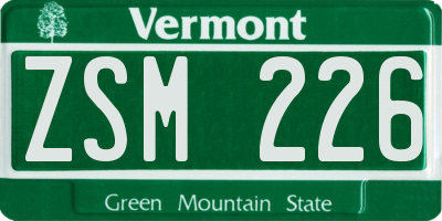 VT license plate ZSM226