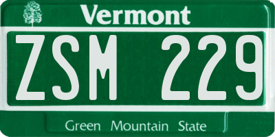 VT license plate ZSM229